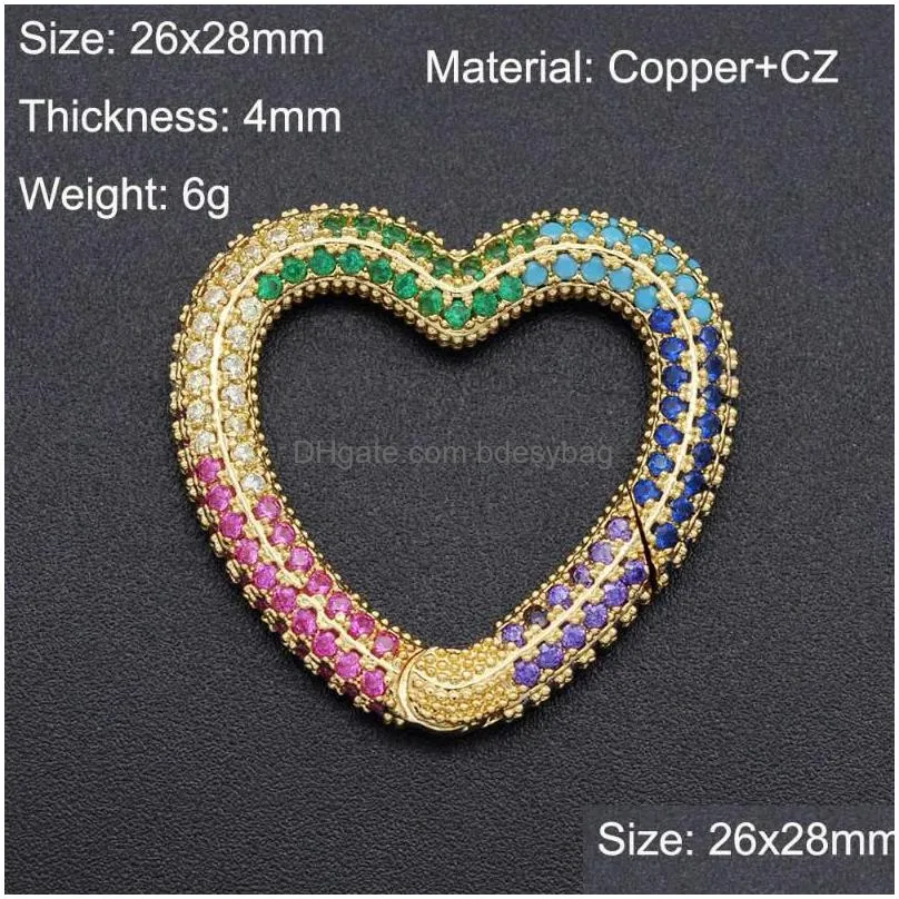 charms gorgeous diy geometric cz clasp wholesale heart necklace zircon claps lock key connector clasps for oval star jewelry making