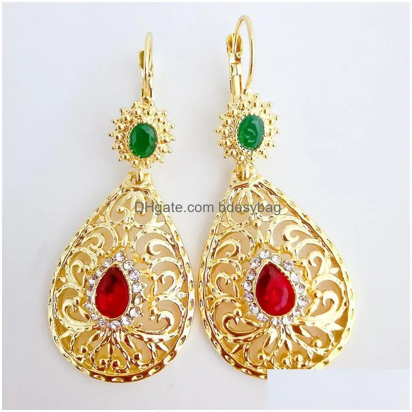 dangle earrings classic moroccan style wedding jewelry hollow pattern noble cut rhinestone ladies