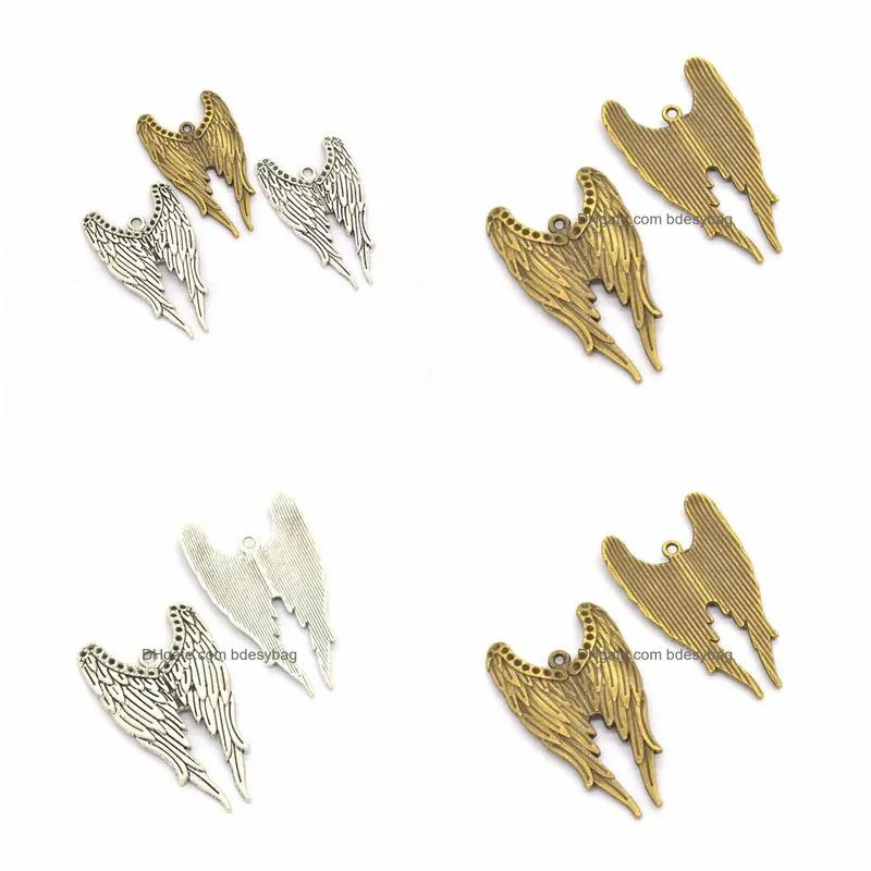 100 pcs /lot large size 40x24mm double wing charms pendant good for diy craft jewelry making