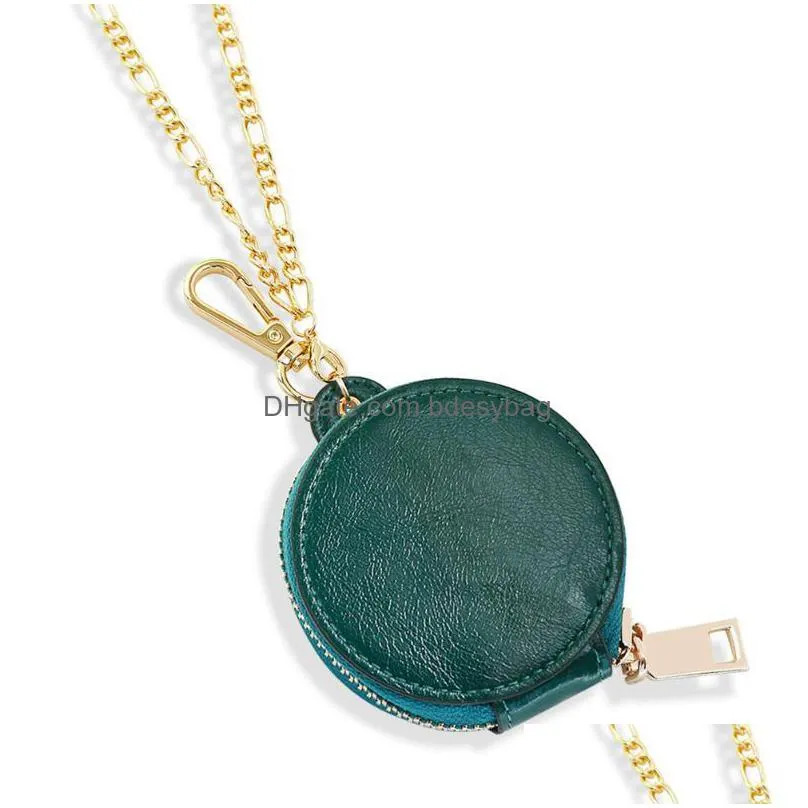 charms round necklace bag snake pu leather shoulder clutch girls kids mini mirror coin purse headset bagscharms
