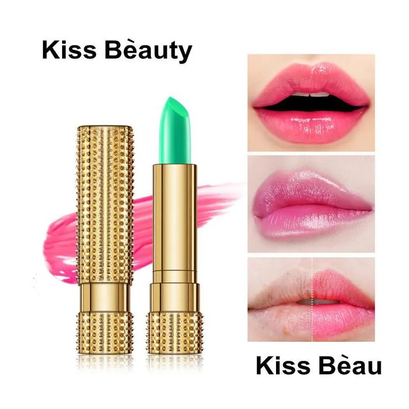 kiss beauty natural aloe vera lipstick temperature color changing long lasting moisturizing pink lipstick 12pcs