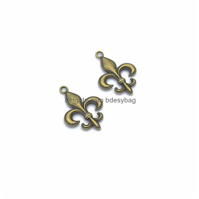 200pcs/lot fleur de lis charms pendant antique silver antique bronze gold colors 29x20mm good for craft