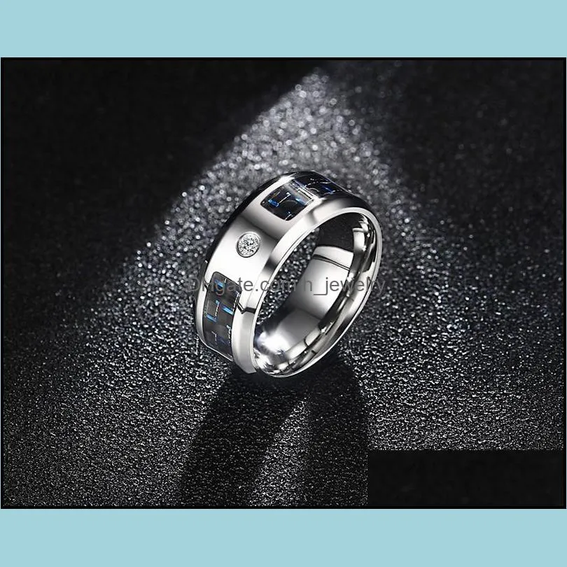 rings men women wedding band titanium stainless steel rings bague homme wiredrawing stainless steel cubic zircon ring