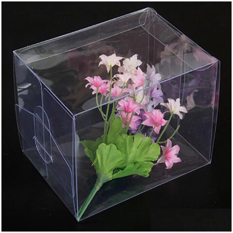 wholesale20pcs/ lot 9x9x12cm diy soap poly party package boxes 3.54x3.54x4.72 clear plastic pvc box for handmade gift flower crafts