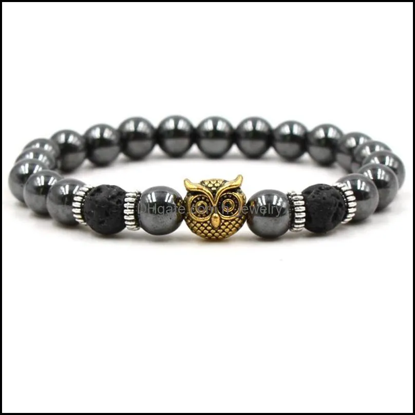 black lava stone bead bracelets natural stone beads bracelet leopard head men bracelet jewelry