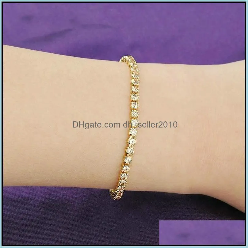 fashion elegant women bracelet full rhinestone gold silver color single row zircon bracelet