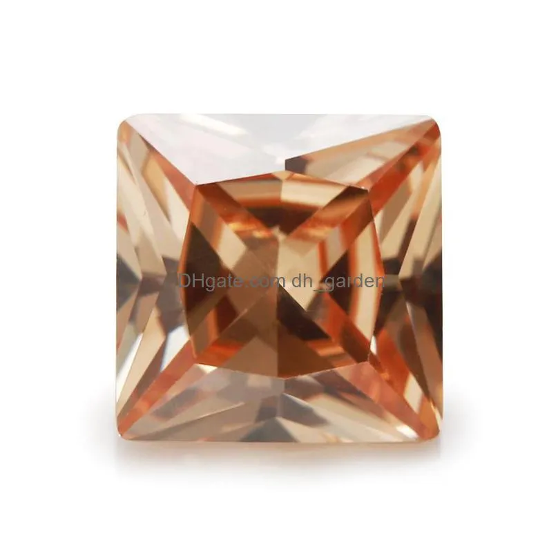 wholesale facotry direct mix color 30 pcs/ bag 10x10 mm asscher faceted cut shape 5a vvs loose cubic zirconia for jewelry diy