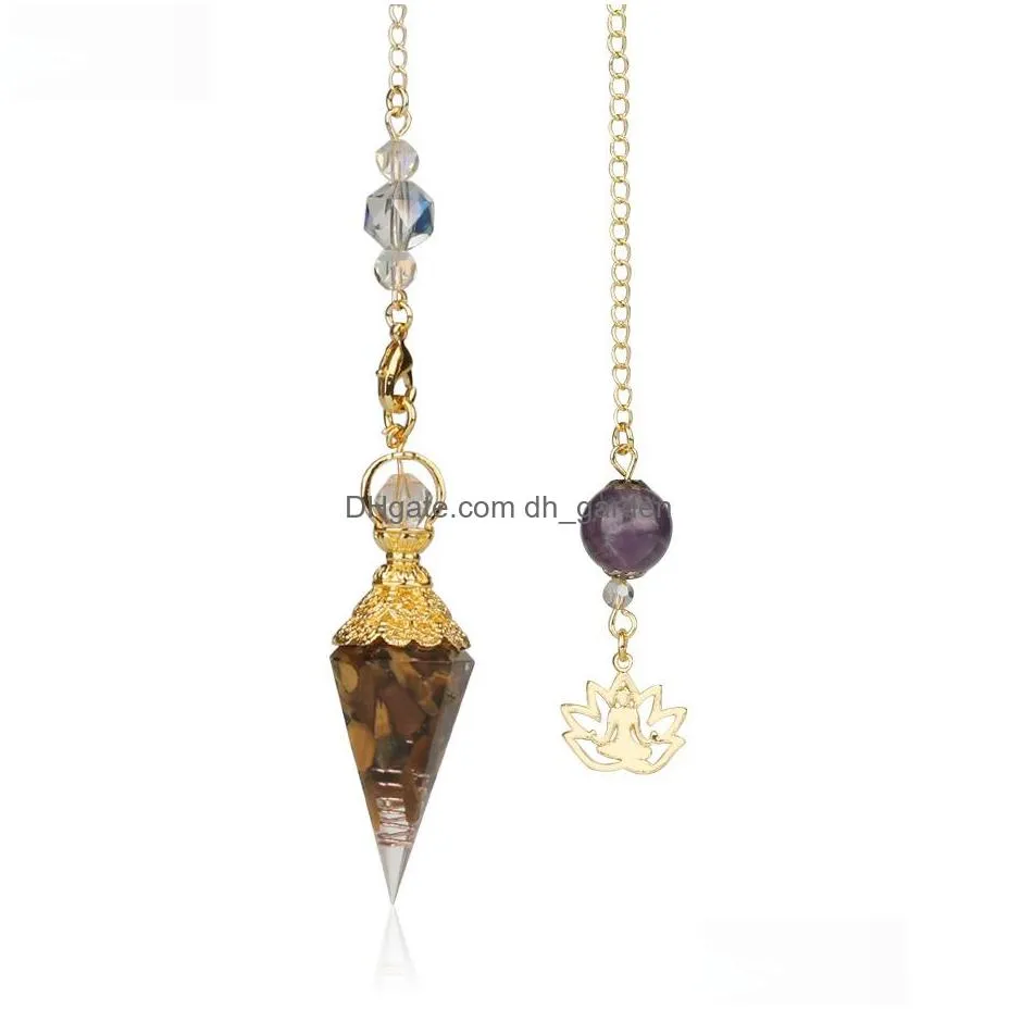 63x19x16 5mm popular mixed aura natural spirit pendulum crystal pendant yoga goldplated buddha meditation idea concentrated jewelry