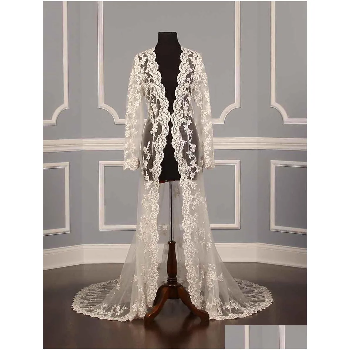 2019 lace bridal jackets long sleeves bridal coat sweep train wedding capes wraps bolero jacket wedding dress wraps shrugs 