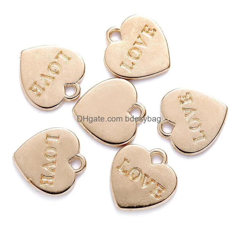 500pcs heart shaped love charms pendant jewelry making handmade crafts diy necklace bracelet supplies 13x13mm