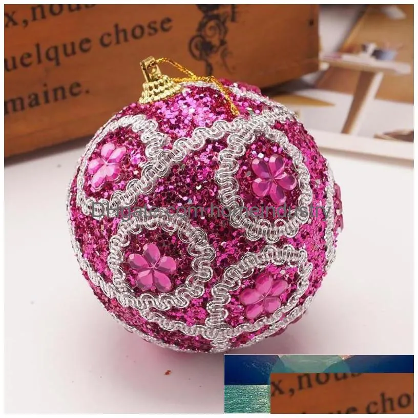 christmas ball rhinestone glitter baubles xmas balls tree ornament decoration 8cm 2s301