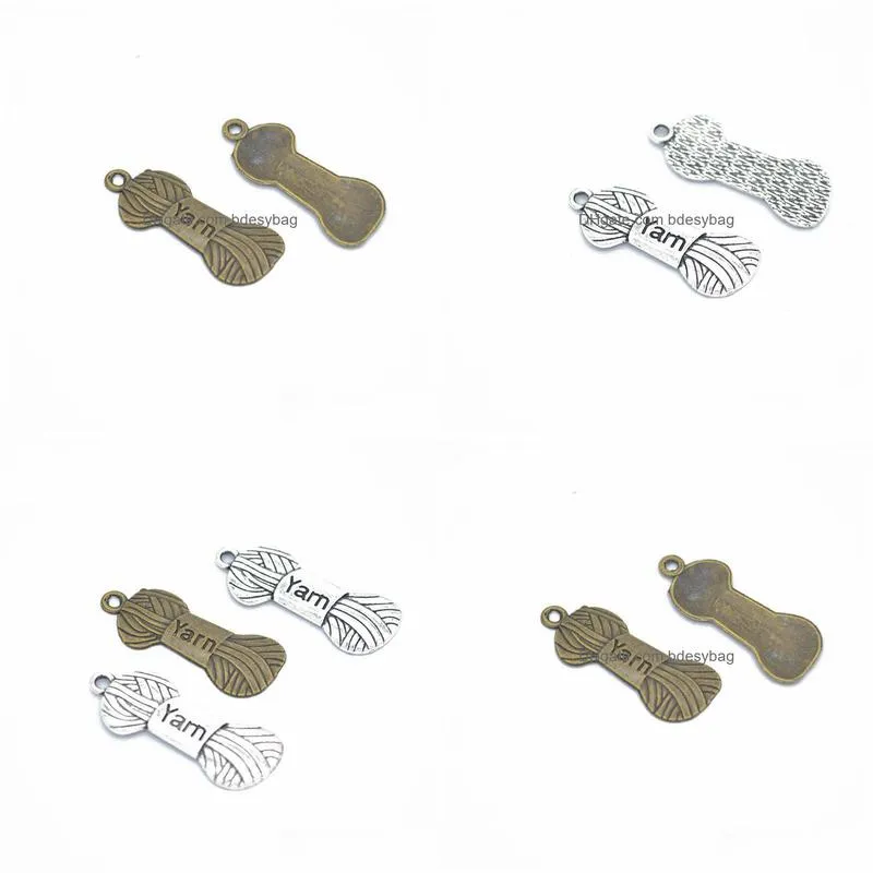 bulk 300 pcs yarn charms sewing pendants antique silver tone antique bronze 31x12mm good for diy craft