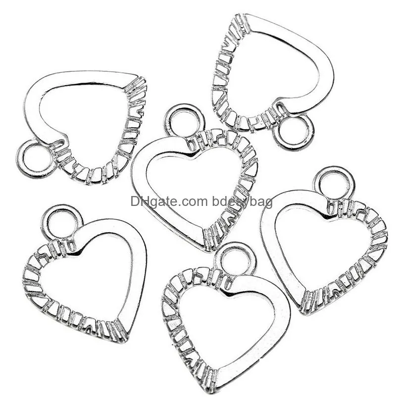 1000pcs love heart shaped charms pendant jewelry making handmade crafts diy necklace bracelet supplies 14x12mm