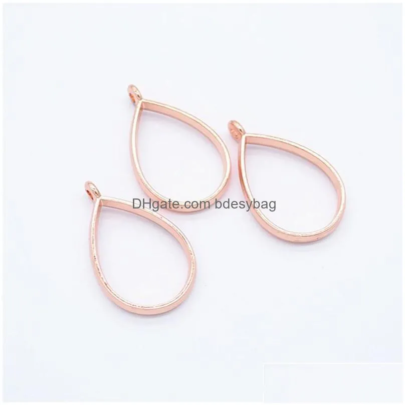 200pcs/lot 33x21mm teardrop bezel pendant blanks oval blank frame pendant for jewelry making 7 colors