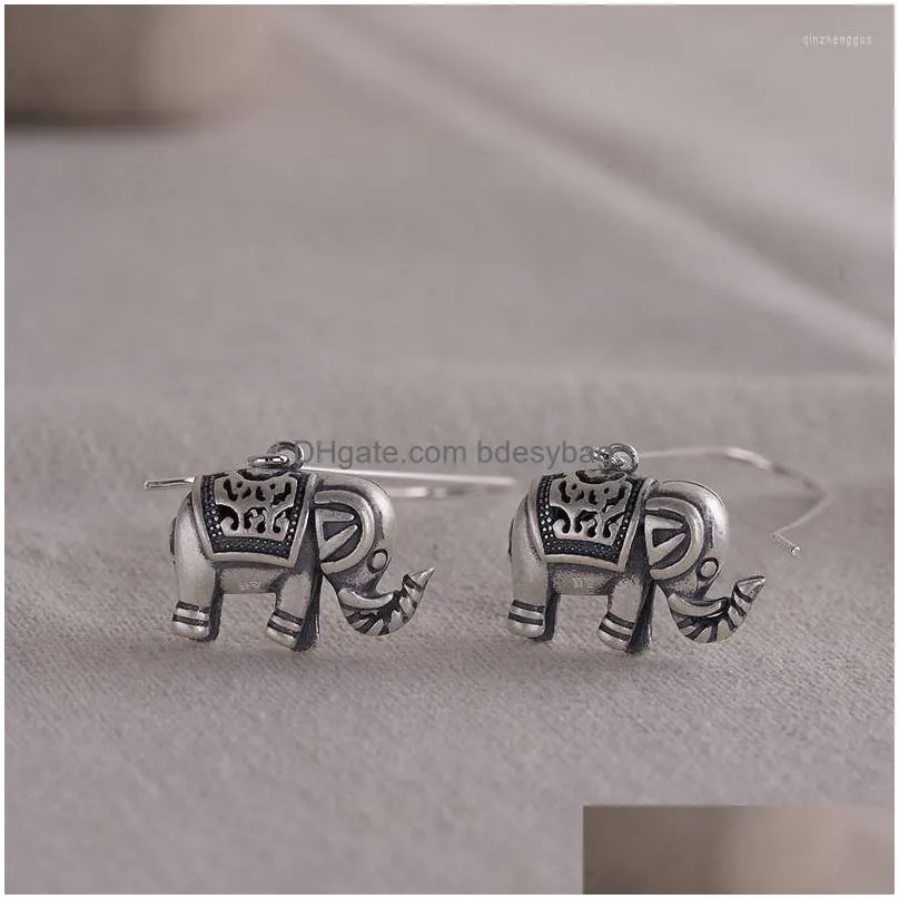 dangle earrings fnj animal elephant 925 silver original pure s925 sterling drop earring for women jewelry