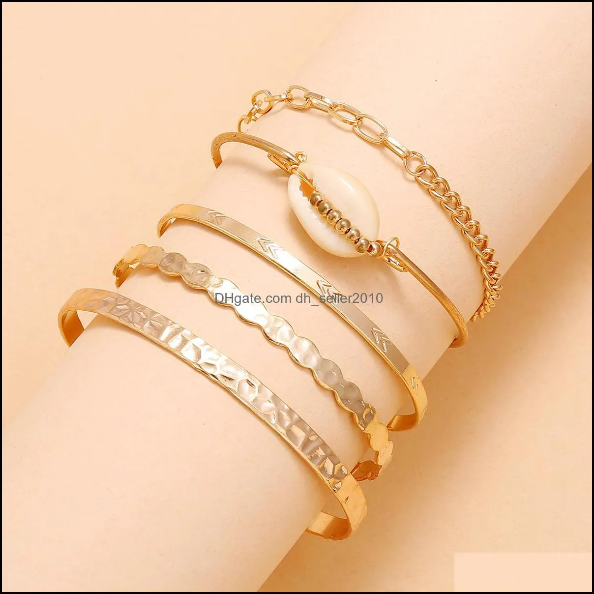 open bracelet bangle set for women jewelry accessories 5 pcs/set party bangle bohemian arrow shell bracelets sets