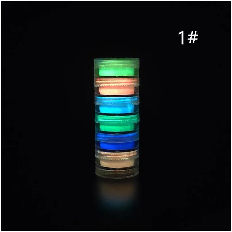 6 colors glow in the dark nail powder sculpture acrylic crystal neon florescent dipping luminous powder 6pcs/set