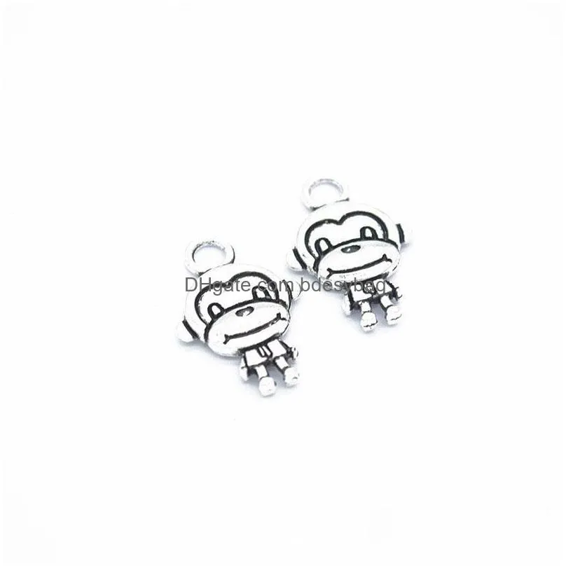 300 pcs /lot monkey charms pendant 23x15mm antique silver antique bronze silver gold 4 color for option