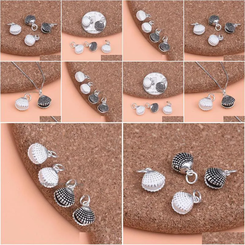 charms 925 sterling silver bracelet necklace shell pendant for diy jewelry making handmade beading fittings