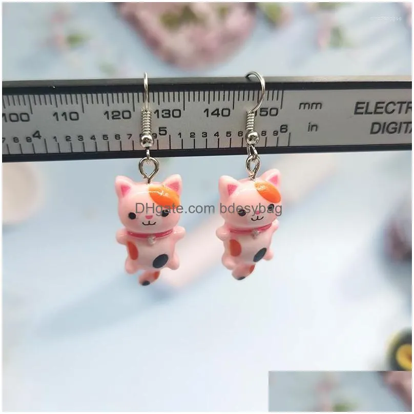 dangle earrings 1pair lovely small flower cat for girl cute drop earring women creative simulated animal earings jewelry ec295