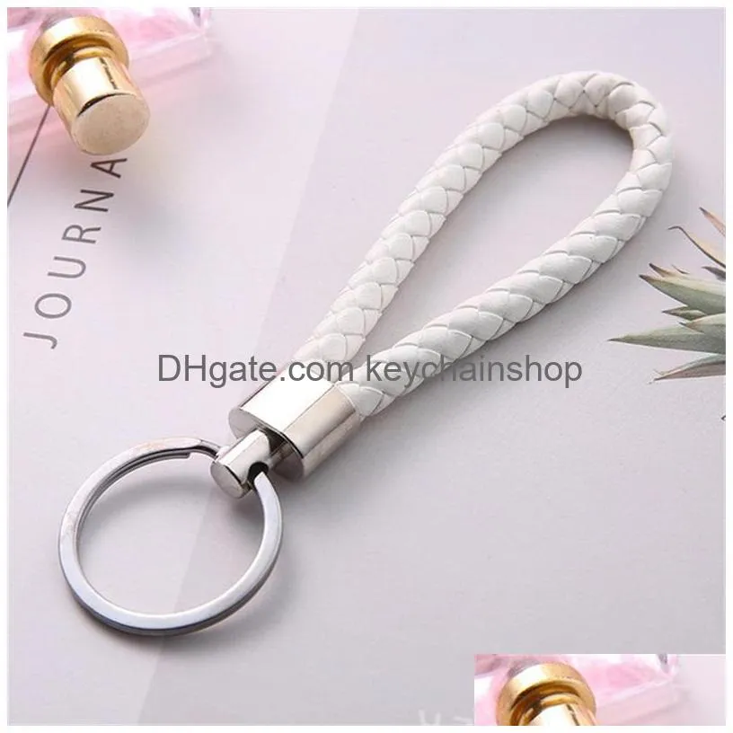 leather rope key rings alloy fashion men women chains handmade weave car pendant holder valentine day 0 46jh j2b