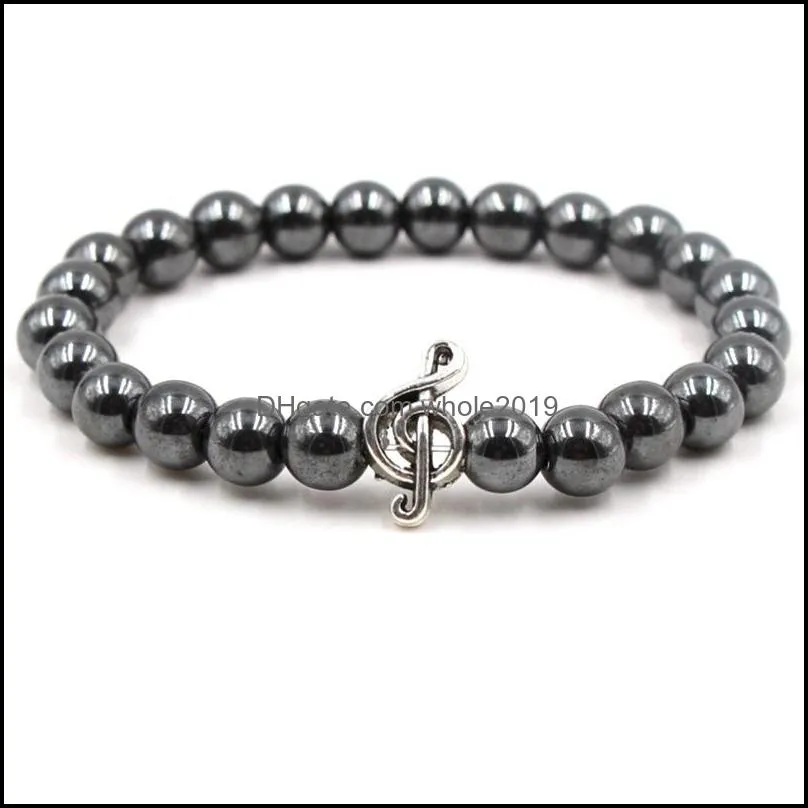 stone beads bracelet leopard head note music elastic strand charms bracelet