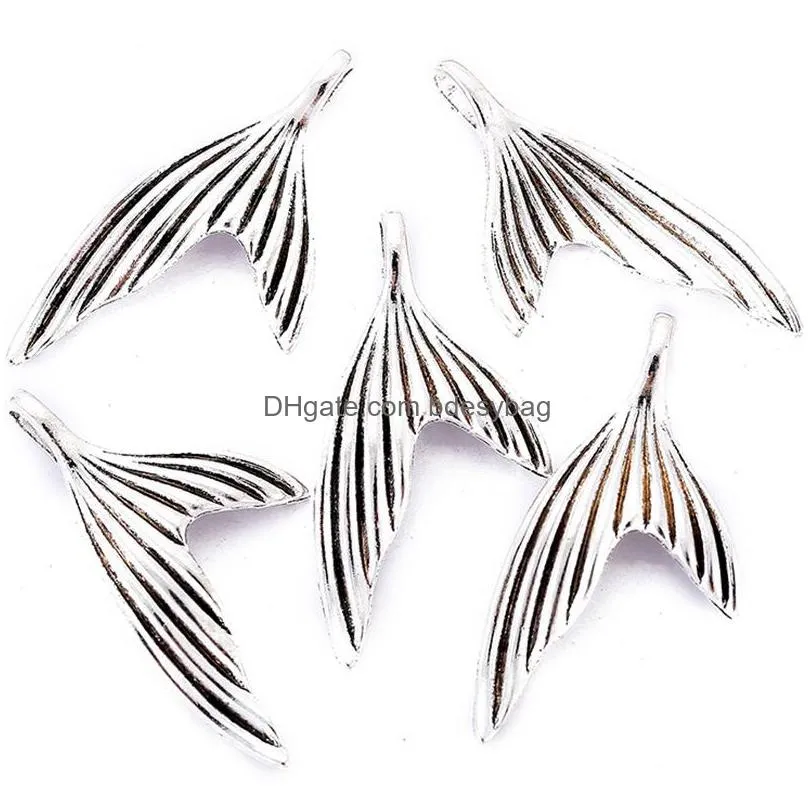 500pcs 29x15mm tail fish charms mermaid pendant for diy handmade jewelry accessories making