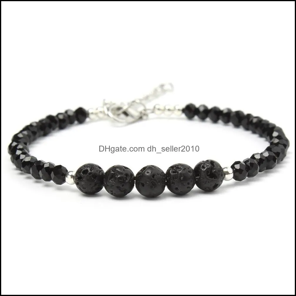 crystal beads bracelet for men women braided bracelets handmade adjustable jewelry black lava stone bracelets