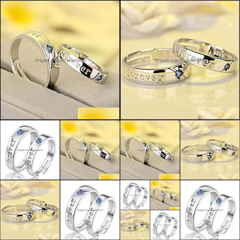 zircon matching couple rings set forever endless love wedding ring for women men charm valentines day jewelry silver ring