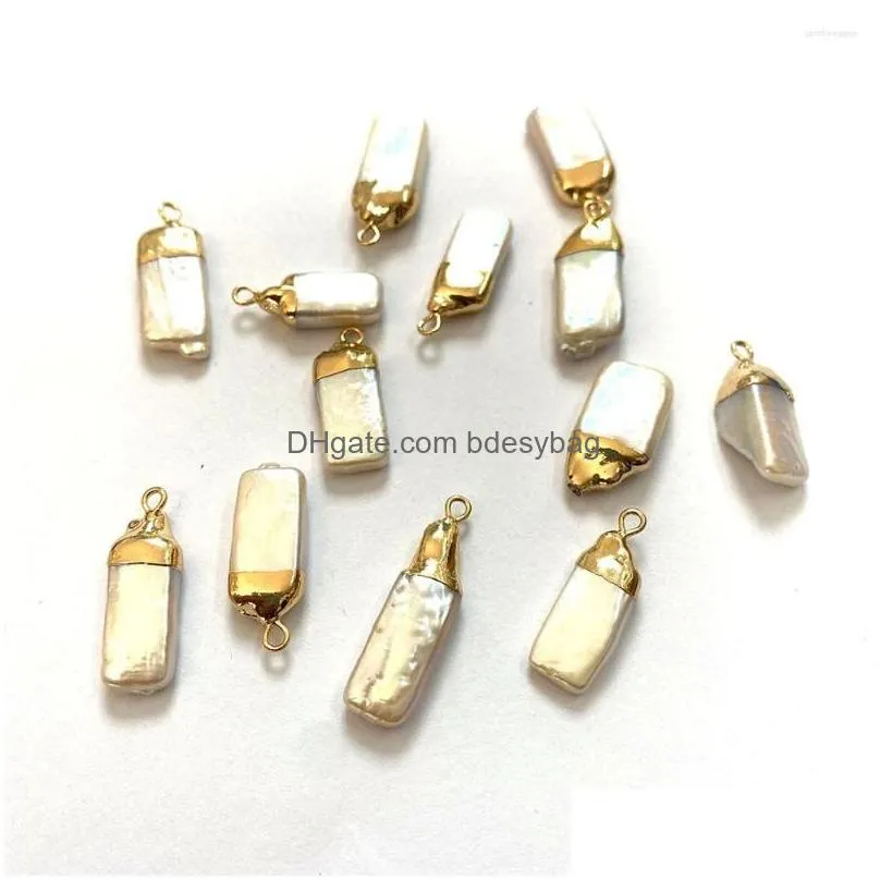charms natural freshwater pearl rectangular pendant jewelry accessories used for diy making necklace bracelet size 5x1510x25mm