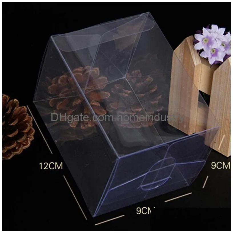 wholesale20pcs/ lot 9x9x12cm diy soap poly party package boxes 3.54x3.54x4.72 clear plastic pvc box for handmade gift flower crafts