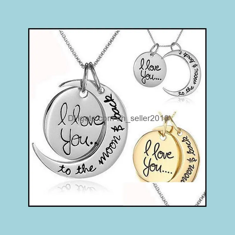 couples necklaces engraving pendants hip hop jewelry chains necklaces i love you sun moon necklaces