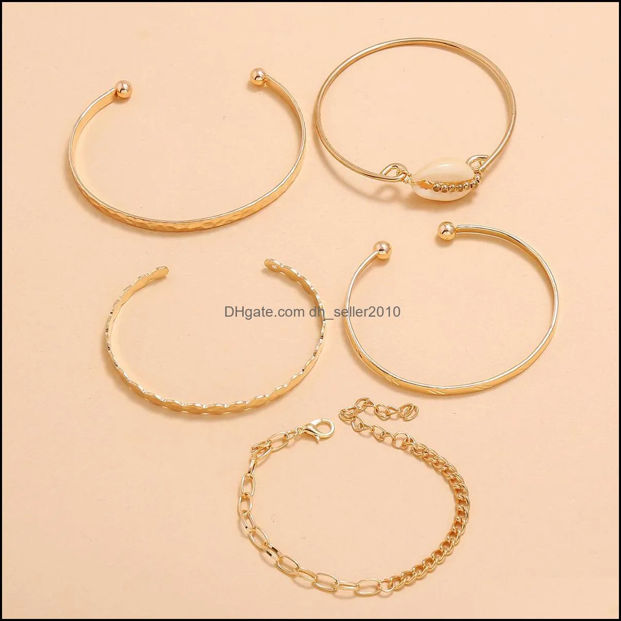 open bracelet bangle set for women jewelry accessories 5 pcs/set party bangle bohemian arrow shell bracelets sets