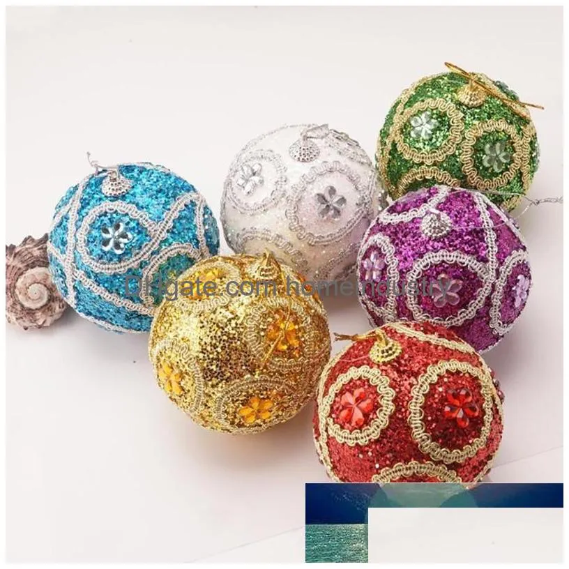 christmas ball rhinestone glitter baubles xmas balls tree ornament decoration 8cm 2s301