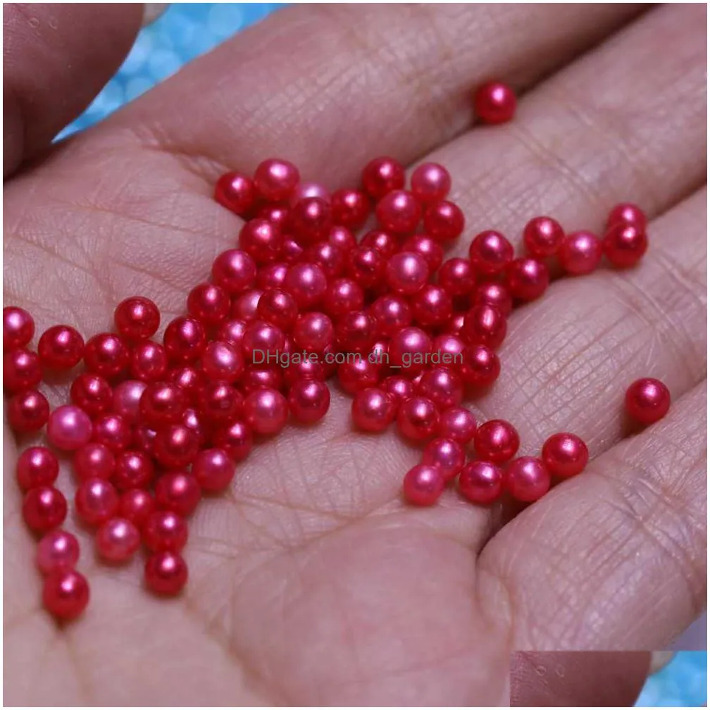wholesale high luster 3a loose round mini 34mm freshwater pearls dyed color for jewelry diy