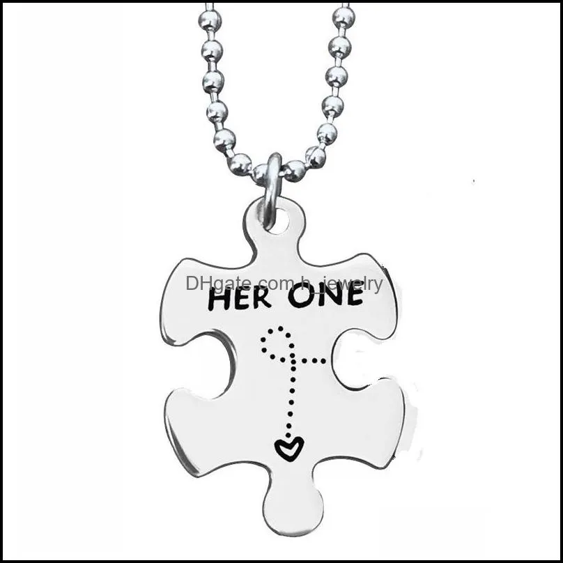stainless steel couple necklace her one his online letter pendant necklace valentines day couple necklace