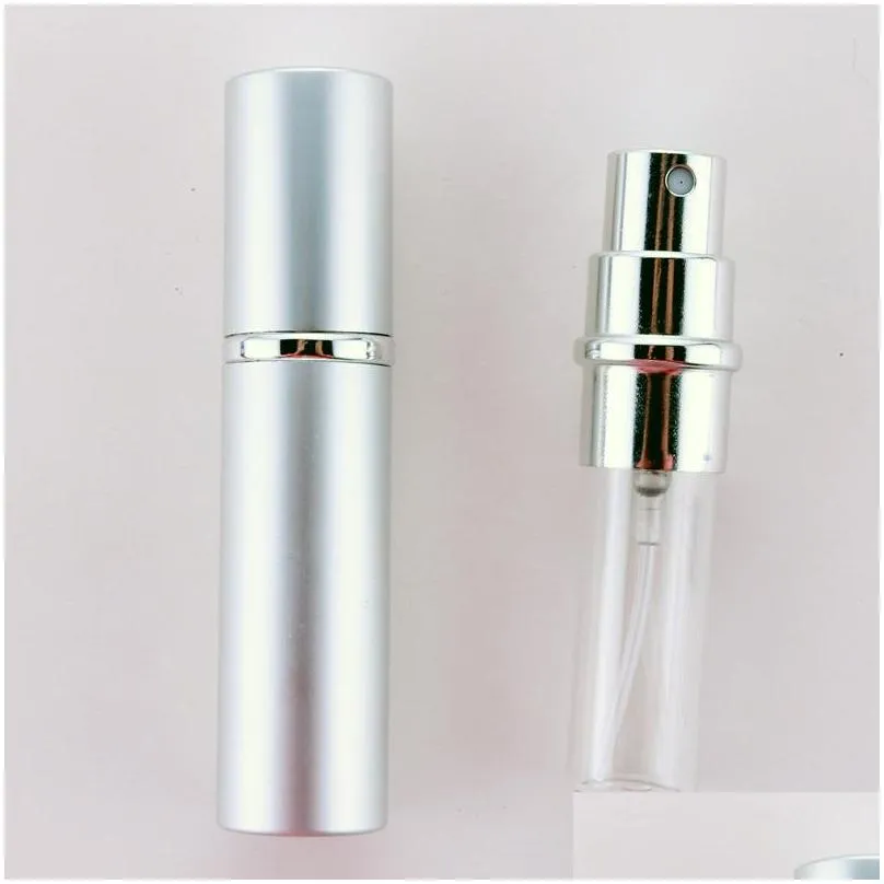 5mlglass liner spray bottle anodized aluminum shell cosmetic perfume subbottles empty flathead matte