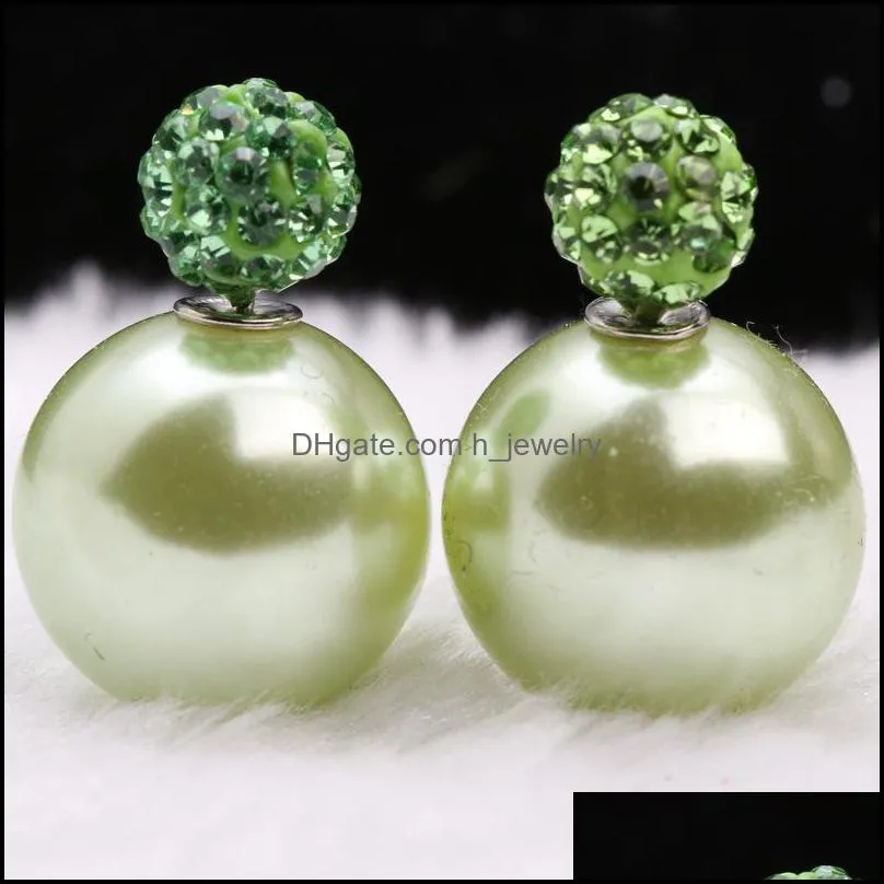 double dided earring round double candy color stud balls earrings for women