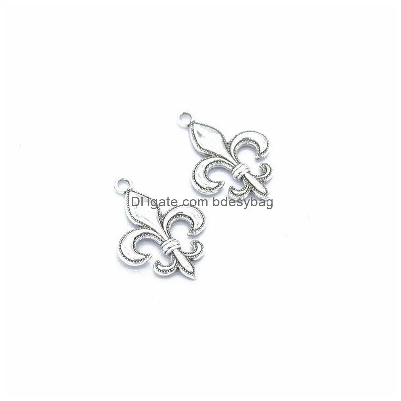 200pcs/lot fleur de lis charms pendant antique silver antique bronze gold colors 29x20mm good for craft