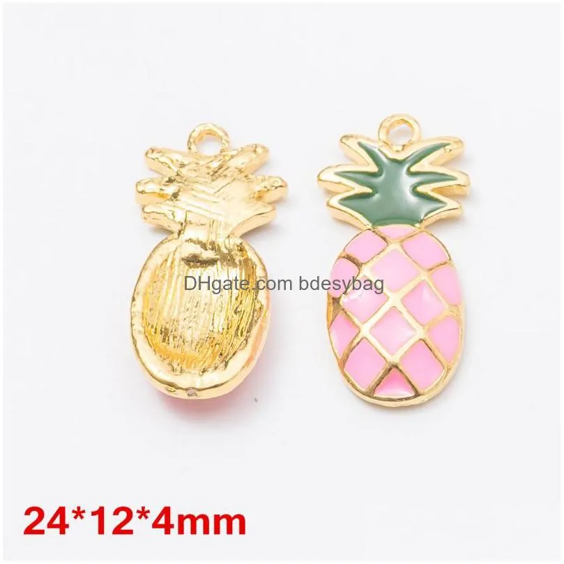 100pcs of diy charms pendants fruit pineapple style zinc alloy necklace bracelet decorate handmade jewelry findings