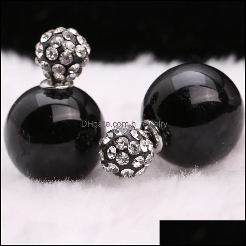 double dided earring round double candy color stud balls earrings for women