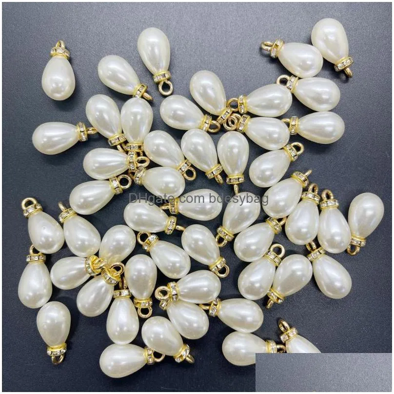 charms pcs diy 10x20mm mini acrylic pearl pendant water drop beads charm earrings ornaments jewelry making partscharms