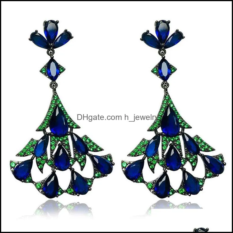 women luxury earrings crystal stone design big drop earrings