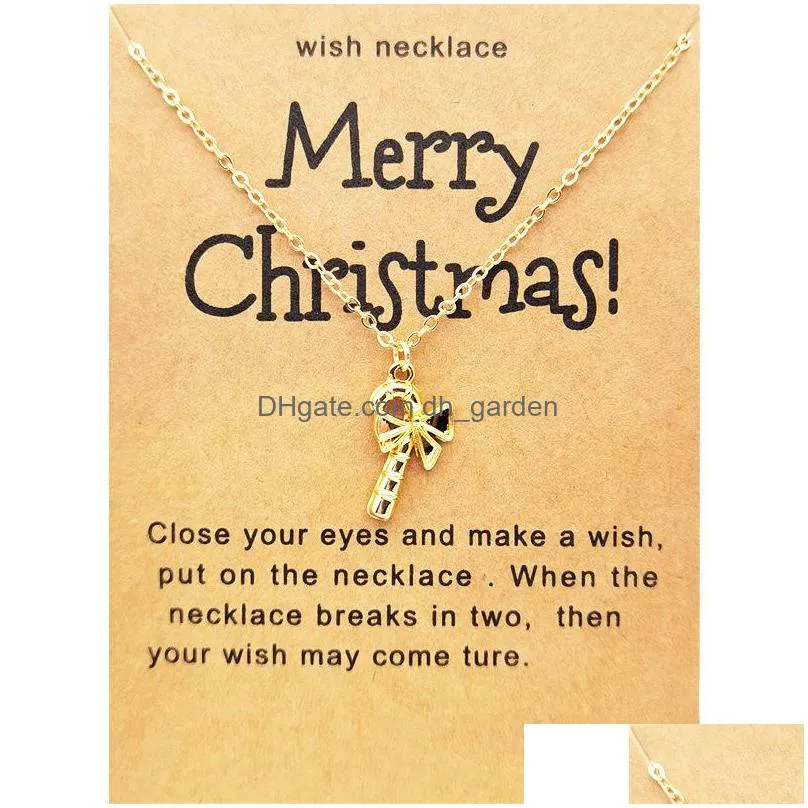 hot selling christmas day ornaments santa crutch boots tree necklace holiday wish necklaces