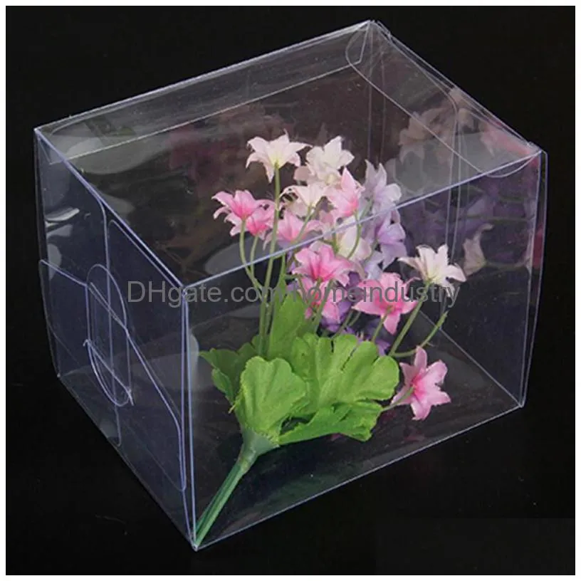 wholesale20pcs/ lot 9x9x12cm diy soap poly party package boxes 3.54x3.54x4.72 clear plastic pvc box for handmade gift flower crafts