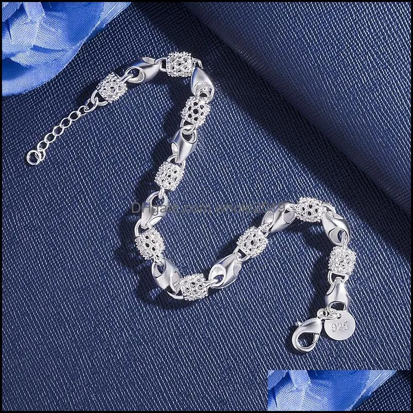 925 silver bracelet fashion vintage ladies bracelet for women hollow pattern fashion empty ball bracelets