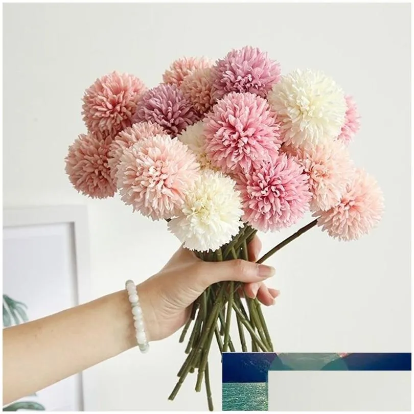 5pcsbunch artificial flower bouquet silk dandelion ball fake flowers diy home widding decoration valentines day gifts