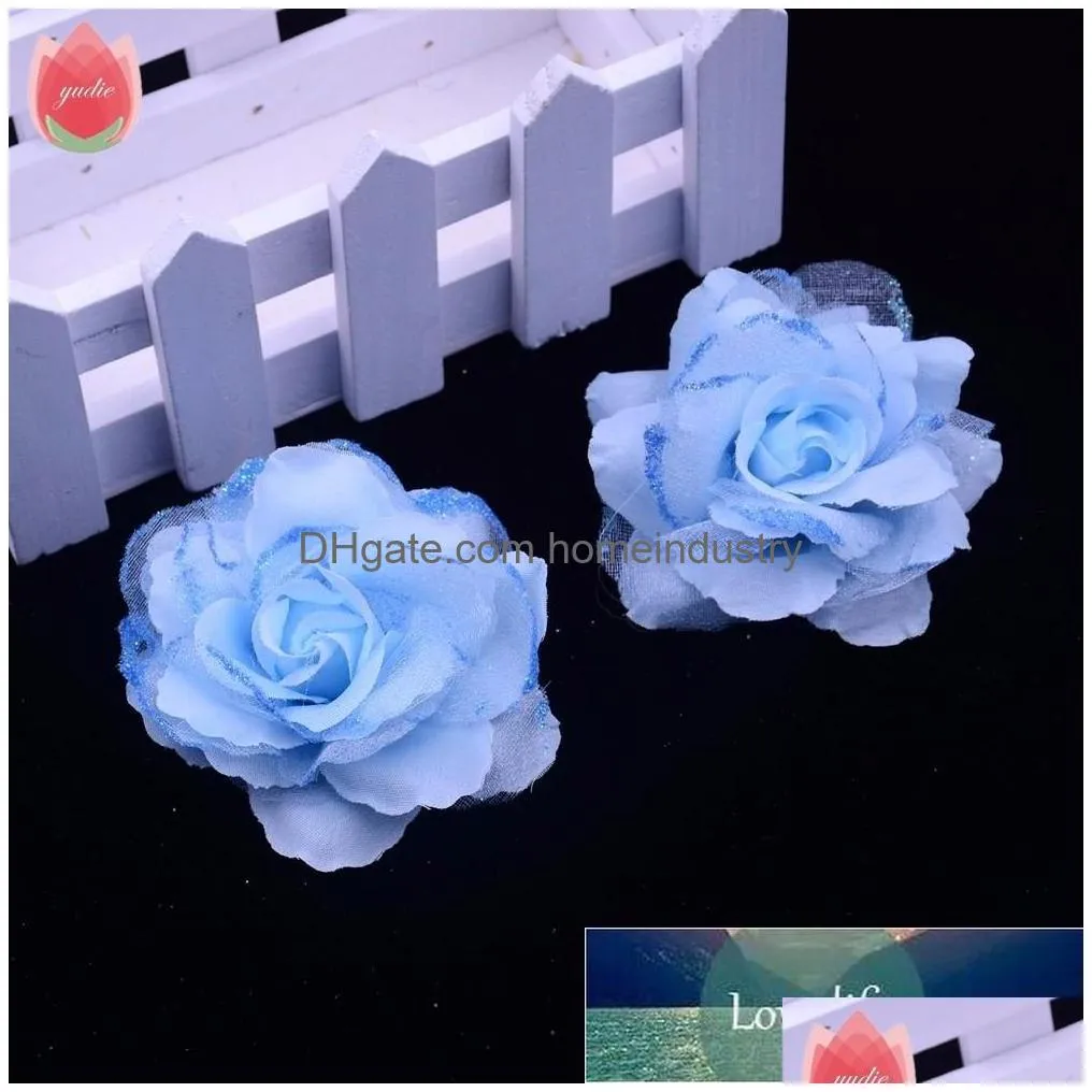 decorative flowers wreaths 10pcs 7cm lace handmade artificial rose for wedding party decoration rosa accessories fake plants
