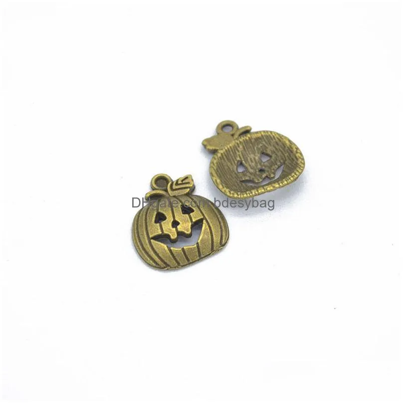 bulk 300 pcs halloween pumpkin charms pendant antique silver antique bronze 18x16mm good for diy craft jewelry making