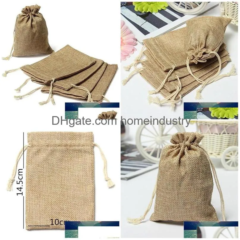 gift wrap 10x14cm burlap bags with jute drawstring pouch sacks bag for wedding party diy craft vintage christmas bag1